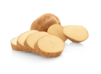 Sliced potato isolated on white