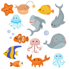 Fototapeta premium Cute sea creatures.