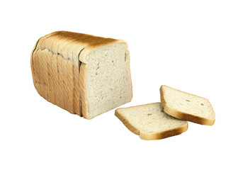Sliced bread isolated on white background 3d wothout shadow