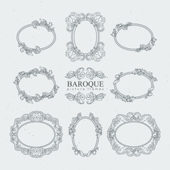 Detailed vintage frames in baroque style. Vector collection