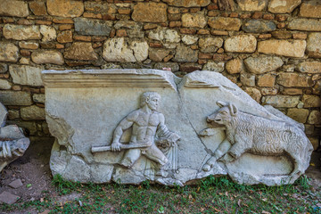 Ancient city of Aphrodisias, the pieces taken out from the excavations