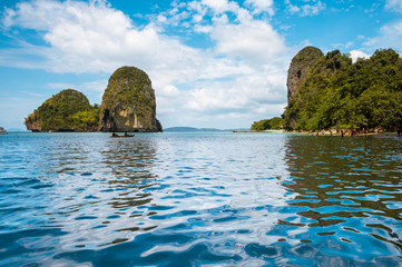 Tropical Phra Nang Beach at Railay Krabi Thailand.