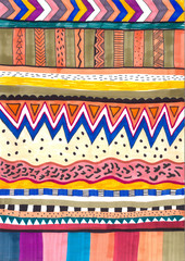 Colour hand drawn aztec