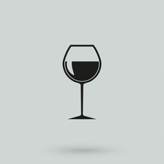 Glass of wine vector icon - black symbol or logo