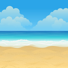 Fototapeta na wymiar Beautiful tropical beach scene, vector illustration