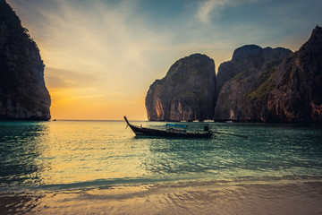 Sunset Phi phi Le island Maya bay Thailand