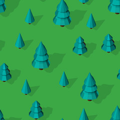 Seamless pattern with isometric trees