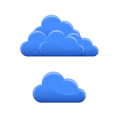 Blue glossy cloud icon. Hosting vector illustration.
