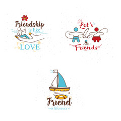A set of 3 illustrations for the day of friendship.