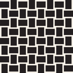 Crosshatch vector seamless geometric pattern. Crossed graphic rectangles background. Checkered motif. Seamless black and white texture of crosshatched lines. Trellis simple fabric print.