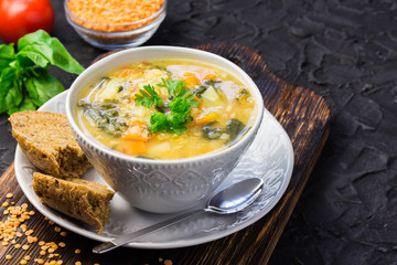 Moroccan sweet potato and lentil soup.