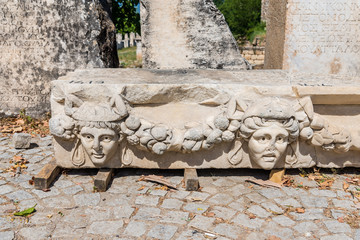 Ancient city of Aphrodisias, the pieces taken out from the excavations