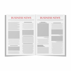 Business newspaper. Newspaper template isolated on white background