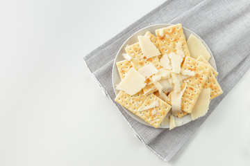 Snack plate of cheese and crackers