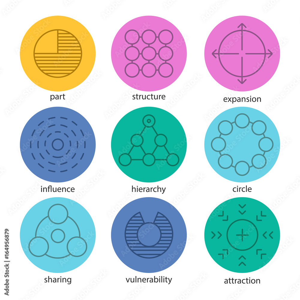 Poster abstract symbols linear icons set