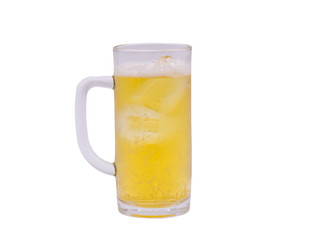Cold beer in glass isolated on white background.with saved clipping path.