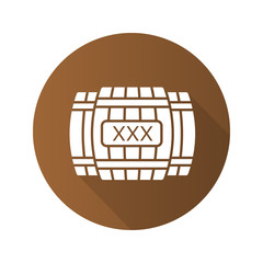 Alcohol wooden barrels flat design long shadow glyph icon