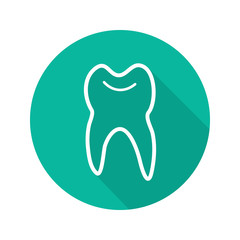 Human tooth flat linear long shadow icon