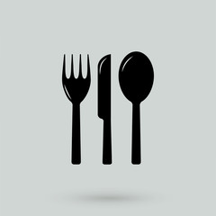 knife, fork and spoon