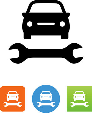 Car And Wrench Icon - Illustration