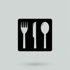 knife, fork and spoon icon.
