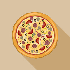 Italian pizza icon. Flat illustration of pizza vector icon