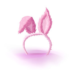 Fototapeta na wymiar Hare ears on the rim. Vector illustration .Masquerade or carnival costume headdress