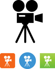 Classic Movie Camera Icon - Illustration