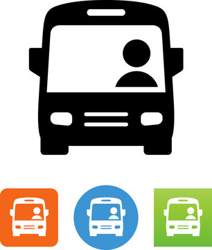 City Bus With Driver Icon - Illustration