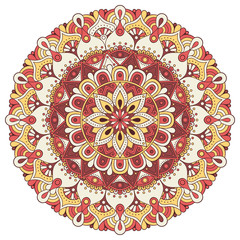 Flower Mandala. Vintage decorative elements. Oriental pattern, vector illustration. Islam, Arabic, Indian, moroccan,spain, turkish, pakistan, chinese, mystic, ottoman motifs. Coloring book page