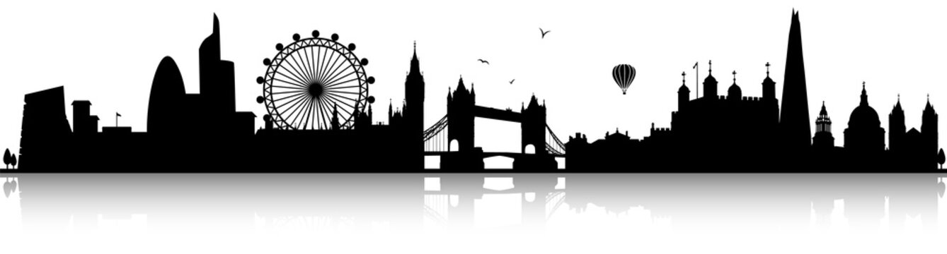 London England Großbritannien Skyline Panorama Silhouette schwarz