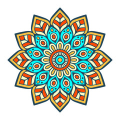 Flower Mandala. Vintage decorative elements. Oriental pattern, vector illustration. Islam, Arabic, Indian, moroccan,spain, turkish, pakistan, chinese, mystic, ottoman motifs. Coloring book page