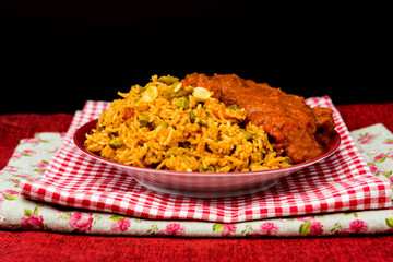 Handmade Indian curry chicken rice