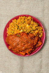 Handmade Indian curry chicken rice