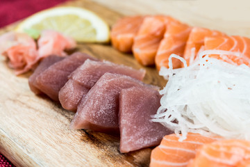 Japanese food fresh raw fish mixed sashimi