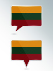 A set of pointers. The national flag of Lithuania on the location indicator. Vector illustration.