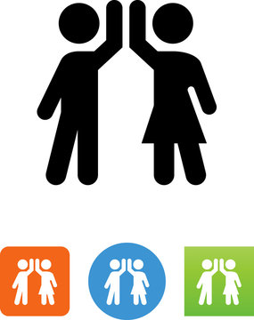 Couple Doing A High Five Icon - Illustration