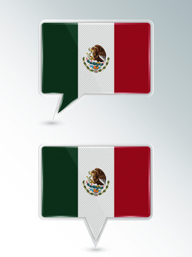 A set of pointers. The national flag of Mexico on the location indicator. Vector illustration.