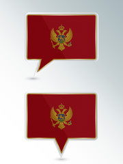 A set of pointers. The national flag of Montenegro on the location indicator. Vector illustration.
