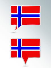 A set of pointers. The national flag of Norway on the location indicator. Vector illustration.