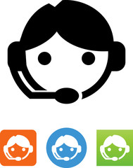 Customer Service Agent With Headset Icon - Illustration