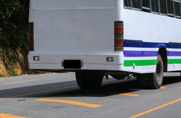 old bus tour transport on the road