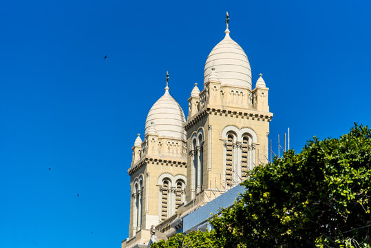 Streets and buildings of Tunis - the capital and the largest city of Tunisia.
