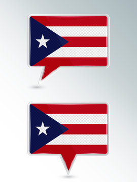 A set of pointers. The national flag of Puerto Rico on the location indicator. Vector illustration.