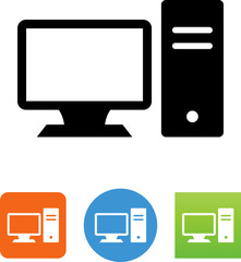 Desktop Computer And Monitor Icon - Illustration