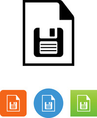 Document With Floppy Disk Icon - Illustration