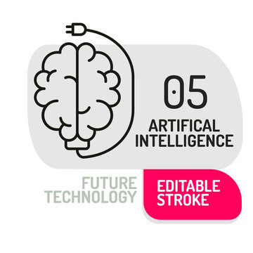 Artifical intelligence icon. Thin line Icon of Future Technology. Vector illustration.