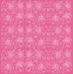 Rose pattern with sketch flowers and leafs. 