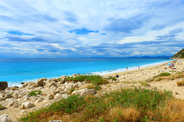 Fototapeta na wymiar Pefkoulia beach on Lefkas island in Greece