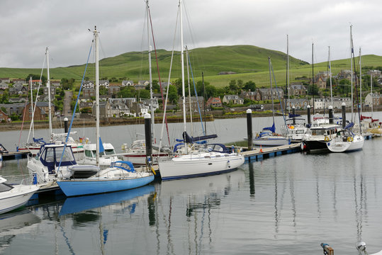 Harbor scene at Campbeltown on the Kintyre Peninsula in Argyll, Scotland, United Kingdom